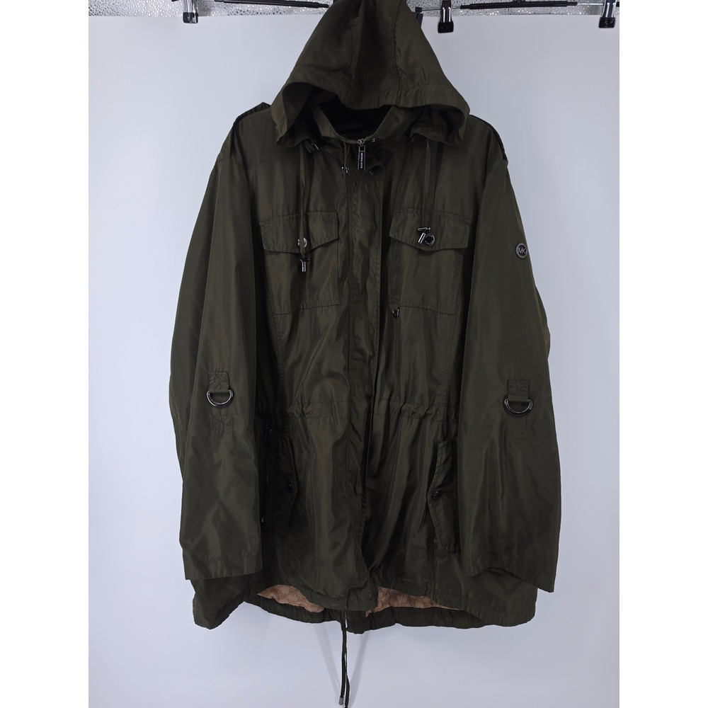 Michael Michael Kors Olive Green Anorak Hooded Utility Jacket Size 3X